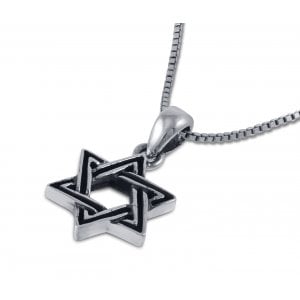 Decorative Star of David Pendant Necklace - Sterling Silver