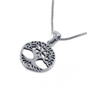 Decorative Tree of Life Sterling Silver Pendant Necklace