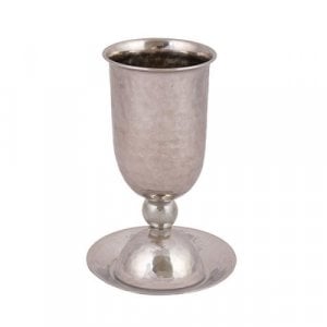 Yair Emanuel Hammered Stainless Steel Silver Kiddush Cup Set - Silver Ball