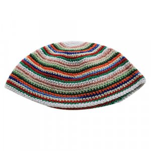 Hand Made Frik Kippah with Colorful Stripes