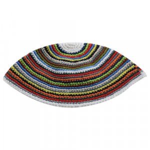 Hand Made Frik Kippah with Colorful Stripes