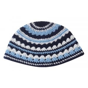 Frik Kippah with Blue and White Stripes