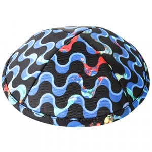 Children's Wave Design Flat Cloth Kippah