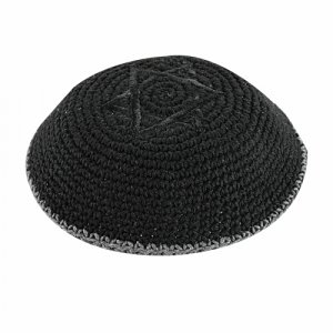 Black Star of David Knitted Kippah