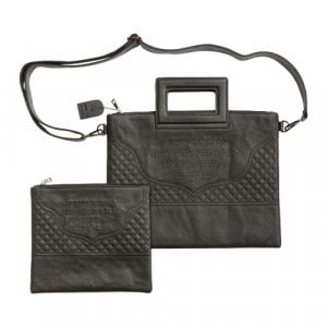 Faux Leather Tallit & Tefillin Bag and Shoulder Strap, Priestly Blessing - Black