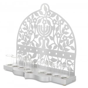 Dorit Judaica Chanukah Menorah, Cutout Pomegranates and Menorah Design