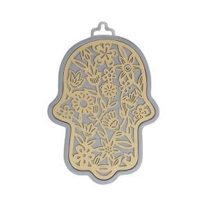 Yair Emanuel Small Wall Hamsa with Delicate Floral Overlay - Choice of Colors
