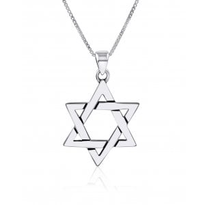 AJDesign Large Star of David Necklace for Men 925 Sterling Silver Interlocking Triangles Pendant with Chain
