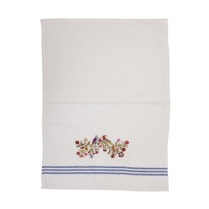 Yair Emanuel Netilat Yadayim Towel, Embroidered Flowers and Birds
