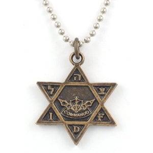 Necklace, Bronze Star of David Israeli Army Commando Pendant - Ball Chain