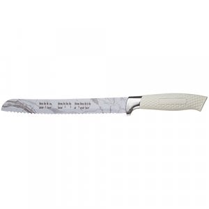 Challah Knife, Stainless Steel White Marble Blade with Decorative Handle