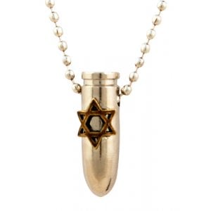 Israeli Army Bullet Metal Pendant - Star of David Symbol