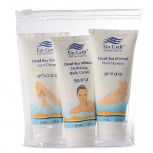 Ein Gedi Kit, 3 Dead Sea Products in Ziploc - Hand Cream, Foot Cream & Body Cream