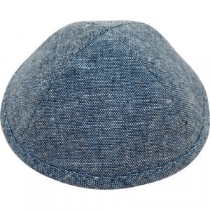 Blue Fabric Kippah with Four Panels - Choice of Two Sizes