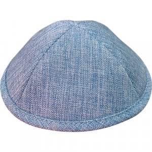 Denim Style Fabric Kippah, Light-Blue - Two Sizes Option