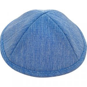 Denim Style Fabric Kippah, Sky-Blue - Two Sizes Option