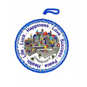 Ceramic Wall Plaque Armenian Jerusalem Images, English Blessing Words  3 Sizes