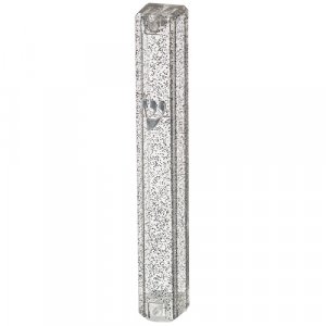 Clear Plastic Mezuzah Case, Dark Silver Speckles – Option: for 10 or 12 cm Scroll