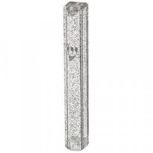 Clear Plastic Mezuzah Case, Dark Silver Speckles  Option: for 10 or 12 cm Scroll