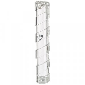 Transparent Plastic Mezuzah Case with Spiral Design - Silver Shin