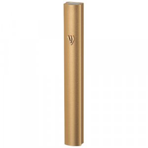 Rounded Gold Matte Aluminum Mezuzah Case with Side Channels - Various Sizes