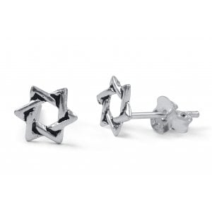 Star of David 925 Sterling Silver Stud Earrings