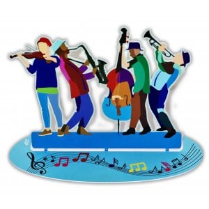 Dorit Judaica Free Standing Sculpture - Klezmer Players with Musical Notes