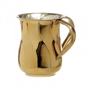 Stainless Steel Netilat Yadayim Wash Cup  Gold Wave