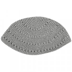 Frik Kippah, Gray Knit - 24 cm diameter