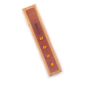 Light Wood Mezuzah with Glass Decorations