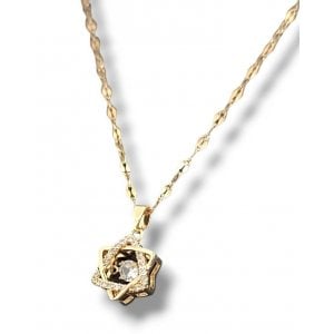 Pendant Necklace, Star of David with Gleaming Crystal - Choose Gold or Silver