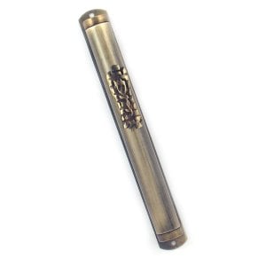 Pewter Mezuzah with center stylized design