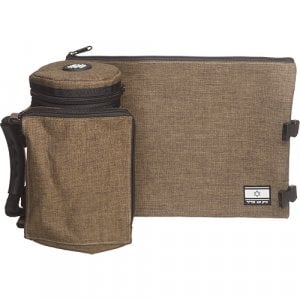 Set, Insulated Tefillin Holder and Weatherproof Tallit Bag - Olive Green Canvas