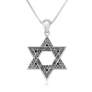 Sterling Silver Pendant Necklace - Decorative Star of David