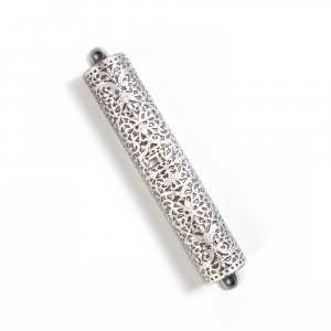 Silver Plate Mezuzah Case, Replica Antique Silver Bible Binding - Israel Museum