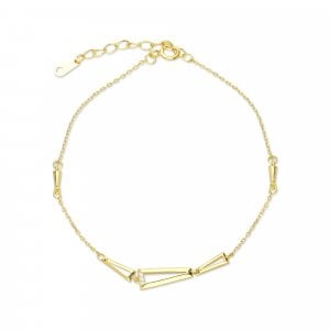 Sterling Silver Bracelet, Yellow Gold Plated - Geometric Triangles & Zircons