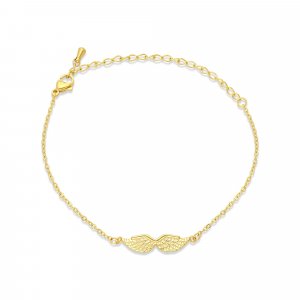 Yellow Gold-Plated Sterling Silver Bracelet  Angels Wings with Zircons