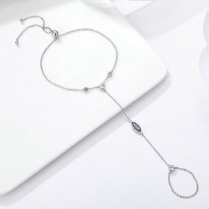 Sterling Silver Bracelet Ring - Evil Eye Decoration with Colorful Zircons