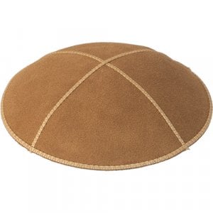 Light Brown Suede Kippah in Four Panels