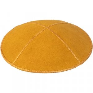 Mustard Color Suede Kippah - Four Panels