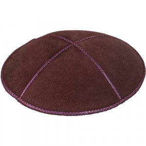 Eggplant Purple Suede Kippah with Four Panels