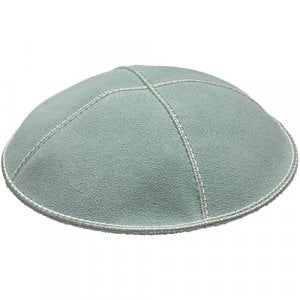 Light Blue Suede Kippah - Four Panels