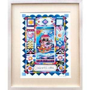 Dvora Black Hand-finished Colorful Print Noahs Ark - Title in Hebrew or English