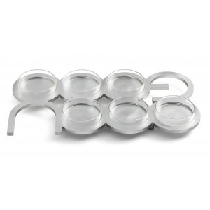 Israel Museum Anodized Aluminum Seder Plate Spelling "Pesach" - Silver Color