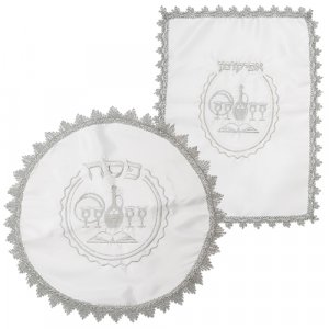 Matzah Cover and Afikoman Bag Set - Four Cups of Wine with Matzah and Haggadah