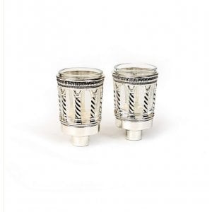 Silver Plated Candlestick Inserts with Glass Cups - Vertical Design