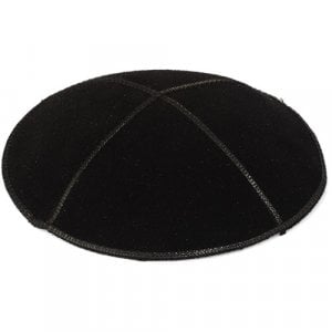 Black Suede Kippah with Black Trimming