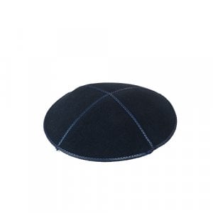 Navy Suede Kippah with Navy Trimming