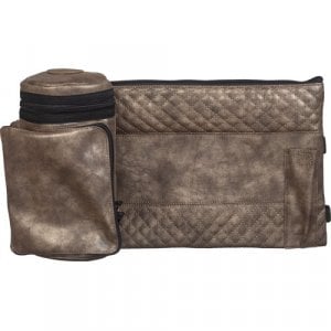Thermal Tefillin Container "tik-taf" Faux Leather with Tallit bag - Washed Bronze
