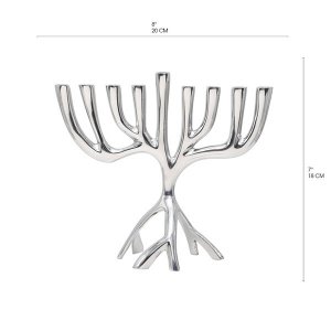 Yair Emanuel Tree of Life Aluminum Chanukah Menorah - Silver